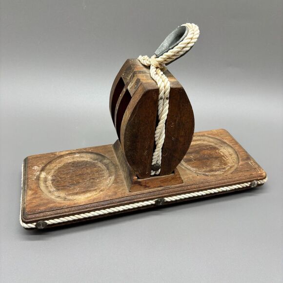 Unbranded Other - Vintage Ships Double Pulley Block Salt & Pepper Condiment Holder Nautical Decor